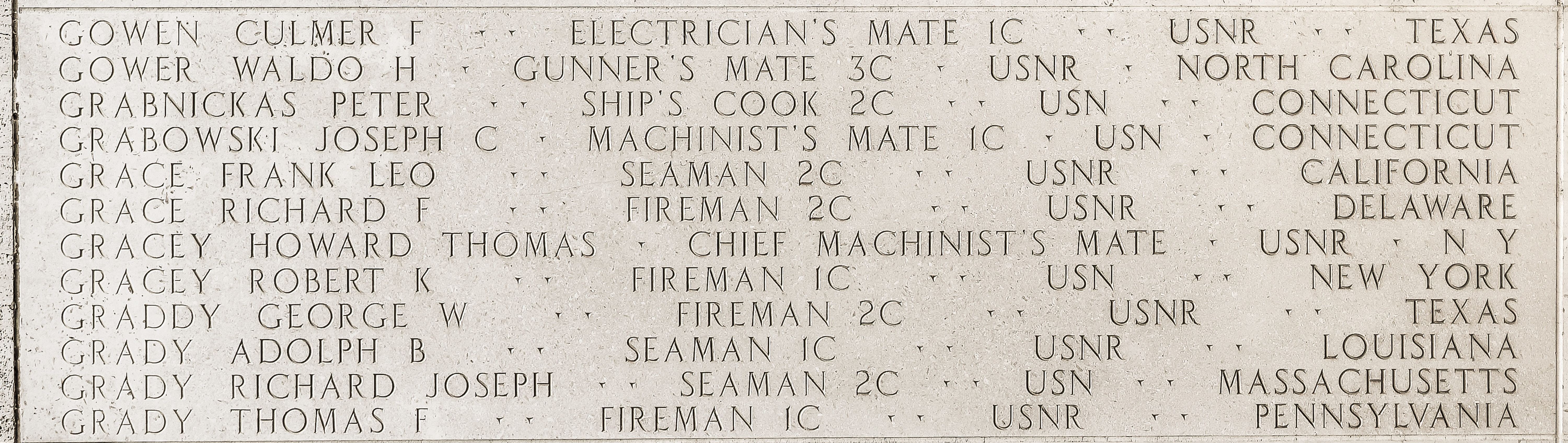 Thomas F. Grady, Fireman First Class